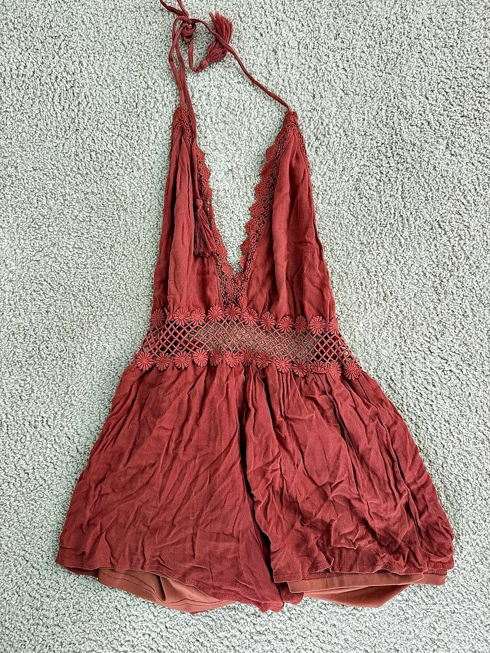 Burnt orange bohemian romper